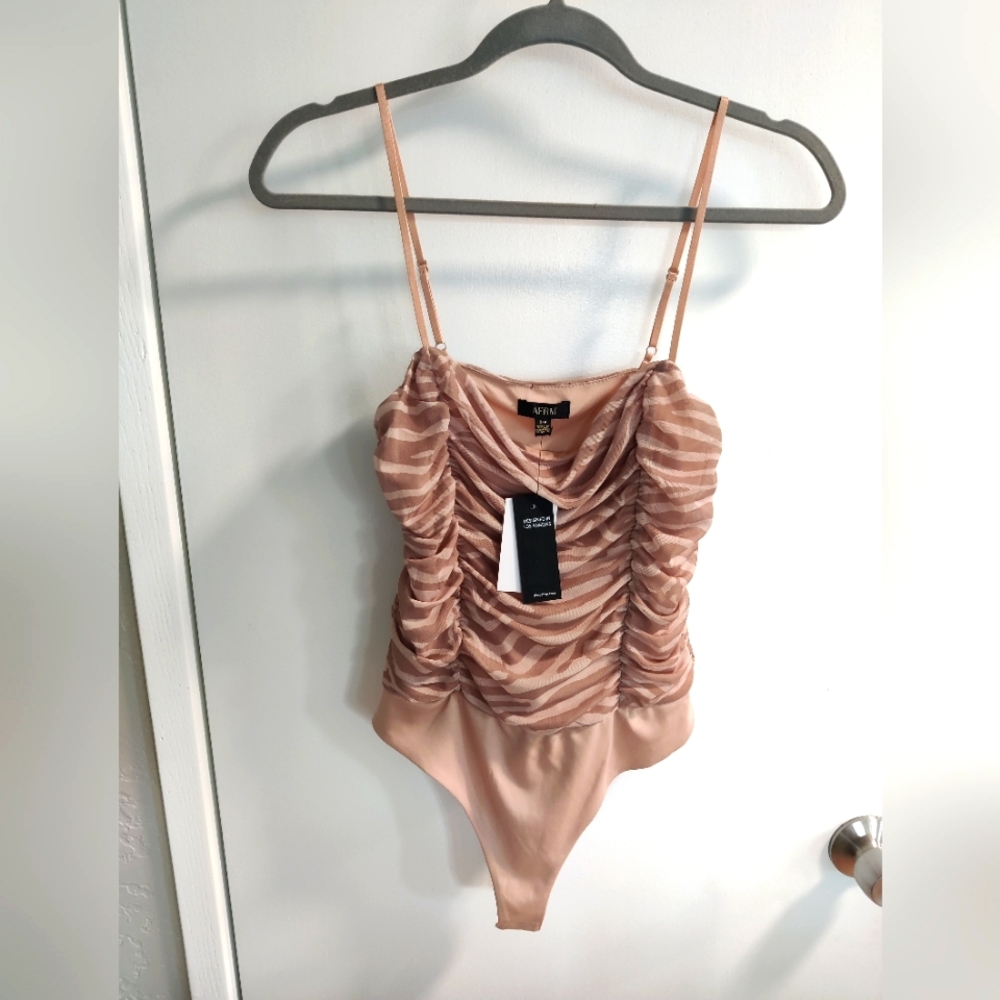 NWT Tiger Print Rouched Bodysuit